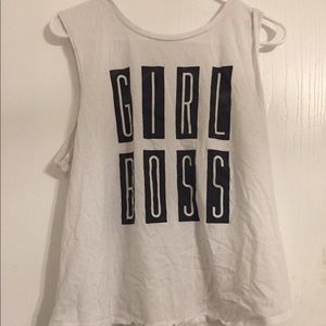Girl Boss White Tank Top
